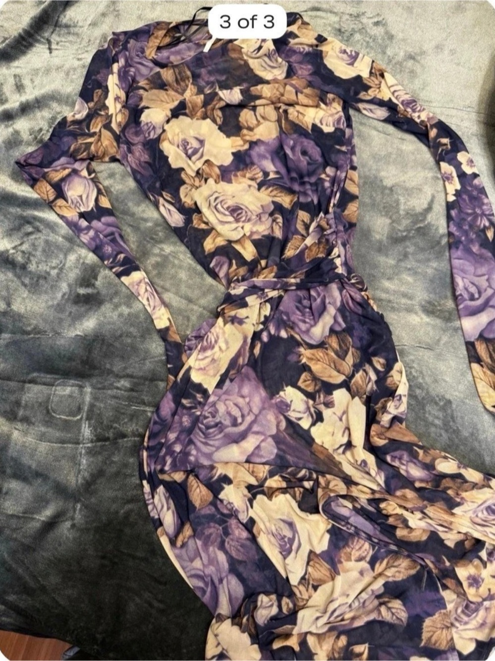 Floral Maxi Dress in Purple & Black Like New